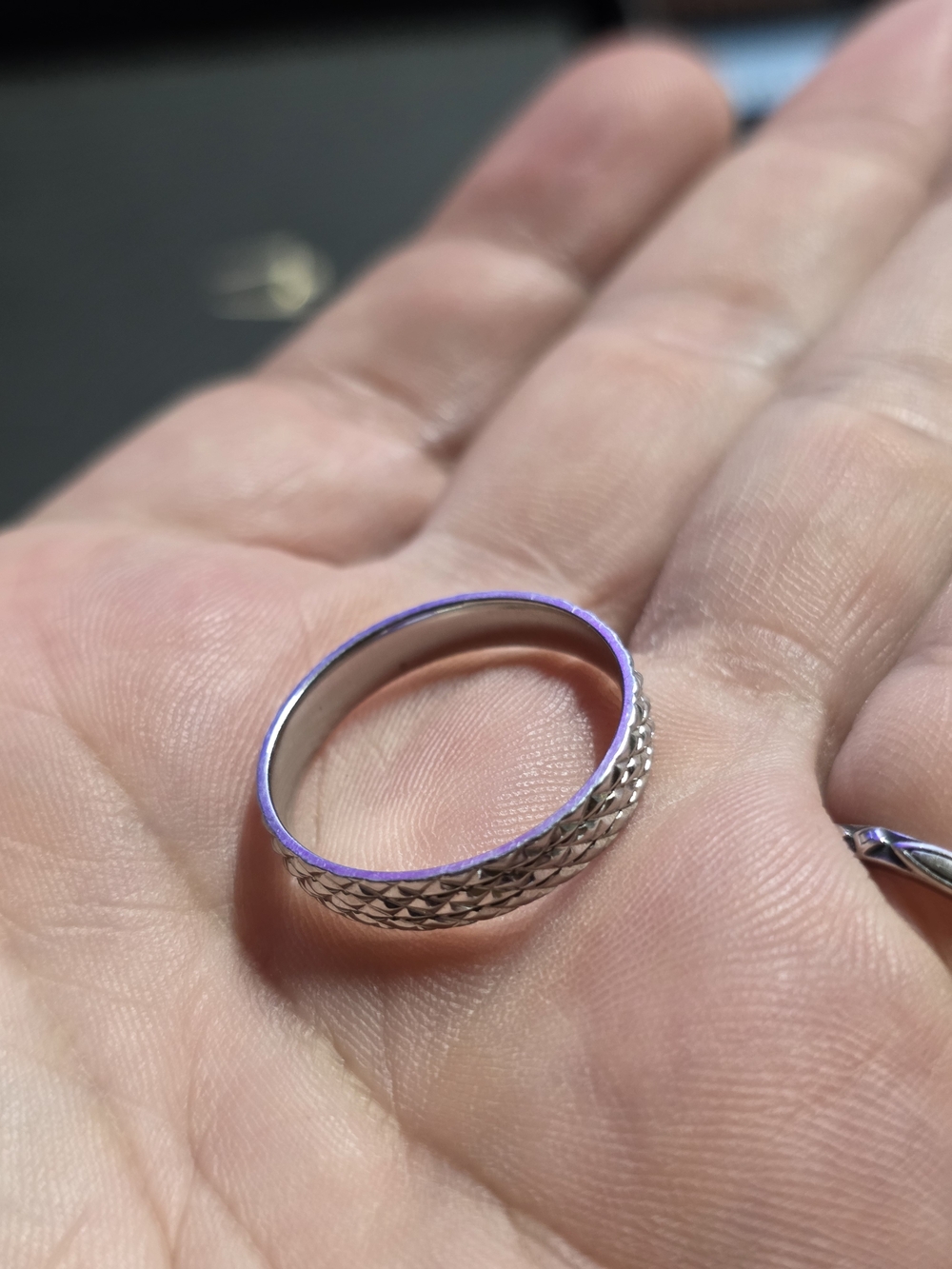 Textured Silver Tone Band Ring